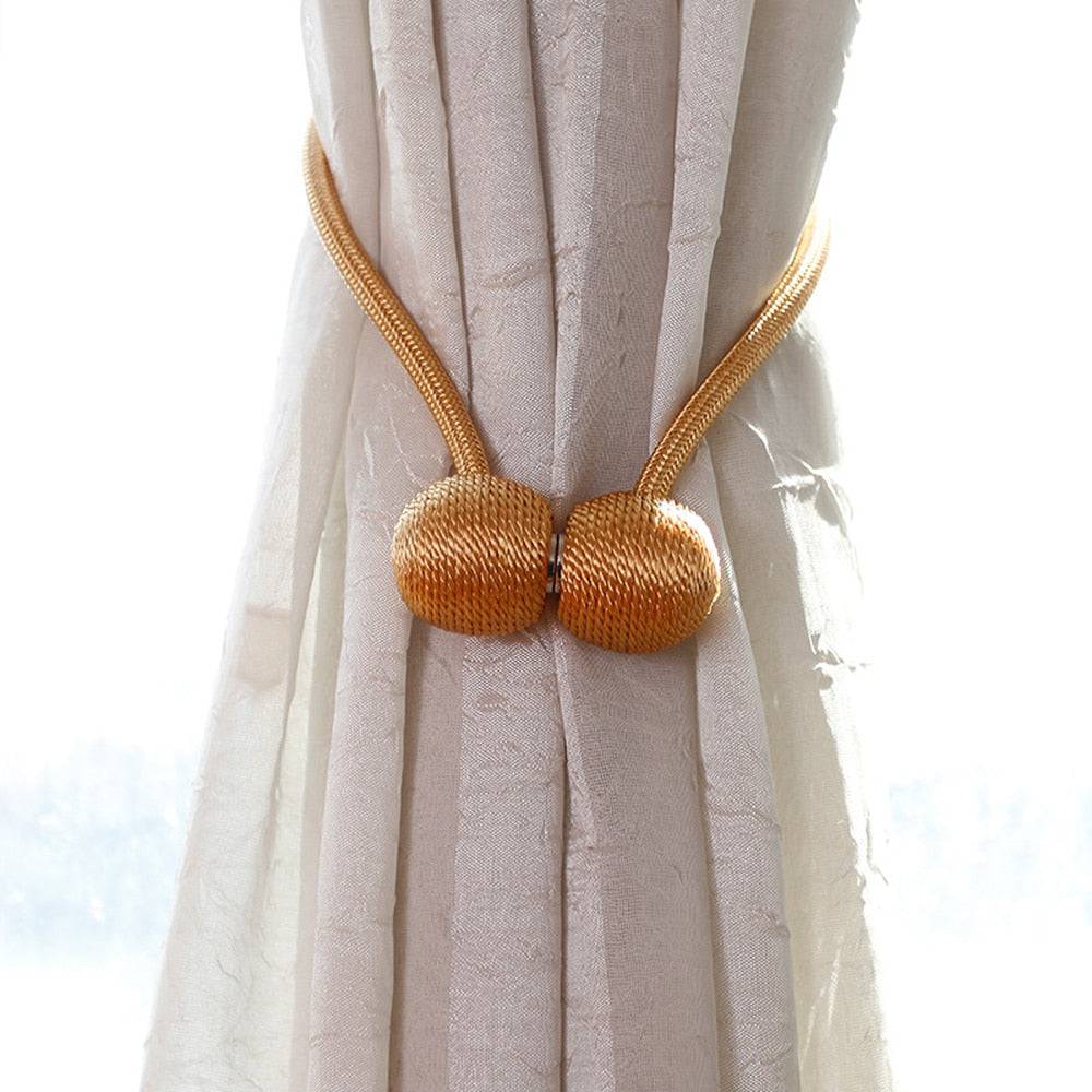 Magnetic Ball Curtain Tiebacks Tie Rope Holdbacks Buckle Clips Hook Holder - TheWellBeing4All