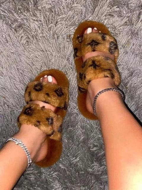 spring Slippers Faux Fur Women Slippers Slip on Flip Flops Fur Slippers Female Slides Size 43 - TheWellBeing4All