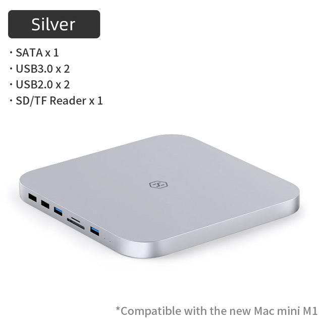 USB-C Hub with SATA Hard Drive Enclosure for Mac mini M1 Type-C SSD Case SD/TF Reader USB 3.0 hub - TheWellBeing4All