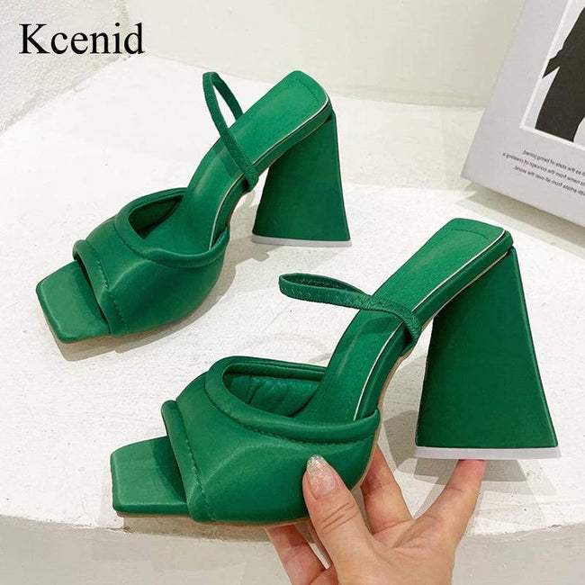 Triangle High Heel Summer Sandals Sexy Satin Soft Padded Party Shoes Comfort Runway Back Strap Dress Sandals - TheWellBeing4All