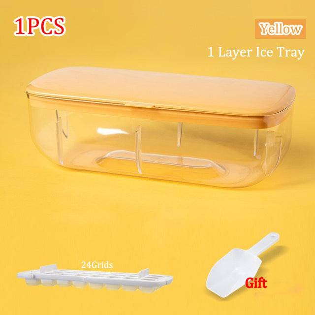 Silicone Square Ice Mold Ice Cube Trays Lid Mold Storage - TheWellBeing4All