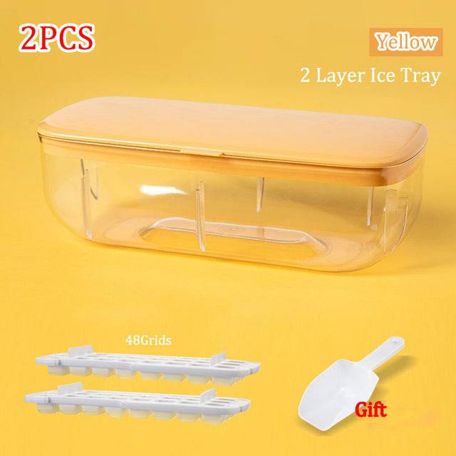 Silicone Square Ice Mold Ice Cube Trays Lid Mold Storage - TheWellBeing4All