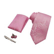 Tie set with Pink Paisley Tie, Tucker Clip, Hankies and Cuff links Gift Set for Men Wedding Party - TheWellBeing4All