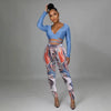 Women Luxury Set  Print Blouse and Long Pants Sexy Club Outfits - TheWellBeing4All