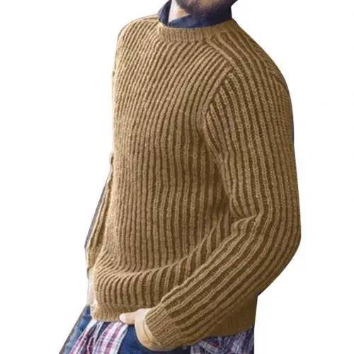 Fashion Men Solid Color O Neck Long Sleeve Causals Pullover Sweater Knitwear - TheWellBeing4All