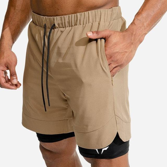 Safety pocket sexy running shorts double layer breathable 2 in 1 fitness training - TheWellBeing4All