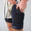 Two-in-one Jogging Fitness Training Quick-drying Sports Shorts Zipper Pocket Navy Blue Casual Pants - TheWellBeing4All