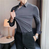 High Elasticity Seamless Men. Shirt Long Sleeve Slim Casual Shirt Solid Color Business Formal Dress Shirts Social Party Blouse - TheWellBeing4All