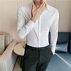 High Elasticity Seamless Men. Shirt Long Sleeve Slim Casual Shirt Solid Color Business Formal Dress Shirts Social Party Blouse - TheWellBeing4All