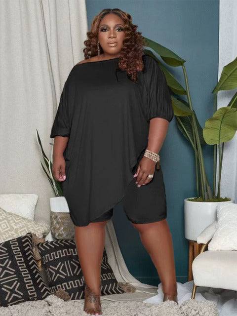 Summer Casual Shorts Sets Solid Top Two Pieces Plus Size Outfits - TheWellBeing4All