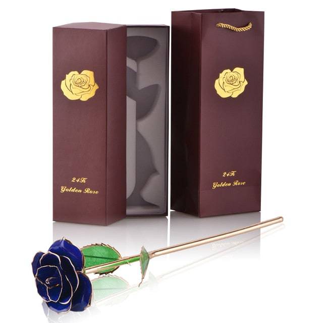 24k Gold Dipped Rose with Stand Eternal Flowers Forever Love In Box - TheWellBeing4All