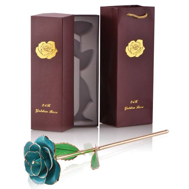 24k Gold Dipped Rose with Stand Eternal Flowers Forever Love In Box - TheWellBeing4All