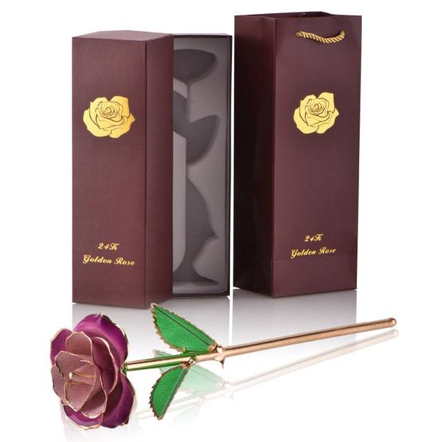 24k Gold Dipped Rose with Stand Eternal Flowers Forever Love In Box - TheWellBeing4All