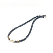 Stone Rose Gold Silver Color Barbell Men Necklace Beaded Matte Balck Beads - TheWellBeing4All
