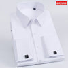 French Cuff Dress Shirt Men Long Sleeve Solid Color Striped Style Male Cufflink Include - TheWellBeing4All