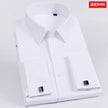 French Cuff Dress Shirt Men Long Sleeve Solid Color Striped Style Male Cufflink Include - TheWellBeing4All