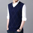 V Neck Argyle Sweater Vest, Casual Knitted Sleeveless Vest top Male Brand Clothes - TheWellBeing4All