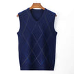 V Neck Argyle Sweater Vest, Casual Knitted Sleeveless Vest top Male Brand Clothes - TheWellBeing4All