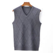 V Neck Argyle Sweater Vest, Casual Knitted Sleeveless Vest top Male Brand Clothes - TheWellBeing4All