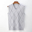 V Neck Argyle Sweater Vest, Casual Knitted Sleeveless Vest top Male Brand Clothes - TheWellBeing4All