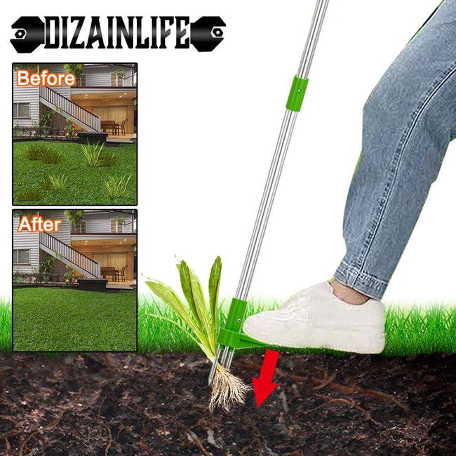 Root Remover Outdoor Weeder Portable Manual Garden Lawn Long Handled Aluminum Stand Up Weed Puller Lightweight with Foot Pedal - TheWellBeing4All