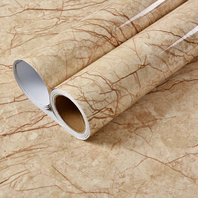 Waterproof Marble Self Adhesive Wallpaper Vinyl Film Wall Stickers Bathroom Kitchen Cupboard Room Decoration Sticky Paper Decal - TheWellBeing4All