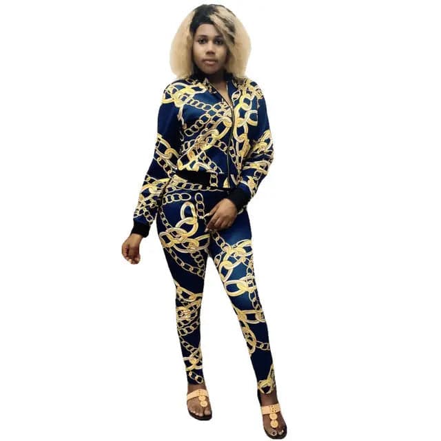 VAZN Autumn Print Print Casual Bandage Sexy 2019 Set full sleeve 2 Piece Sets Night Club Young Lady Sport Sets - TheWellBeing4All