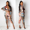 VAZN Autumn Print Print Casual Bandage Sexy 2019 Set full sleeve 2 Piece Sets Night Club Young Lady Sport Sets - TheWellBeing4All