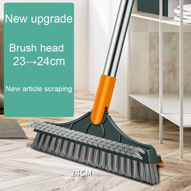 Floor Scrub Brush 2 In 1 Cleaning Brush Long Handle Removable Wiper - TheWellBeing4All