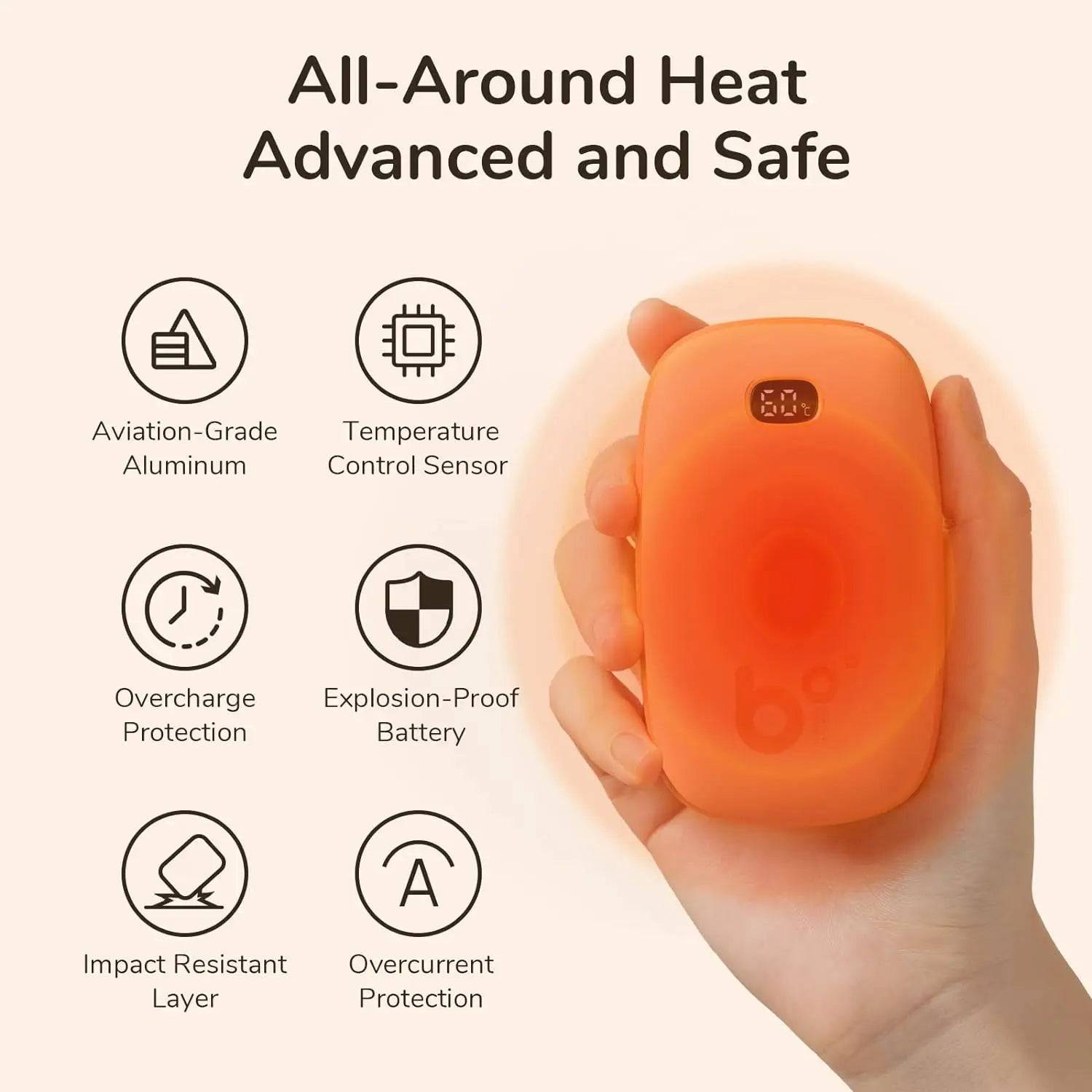 TheWellBeing™️Gentle Heat: Hand Warmer & Power bank - Duration 13 hours - TheWellBeing4All