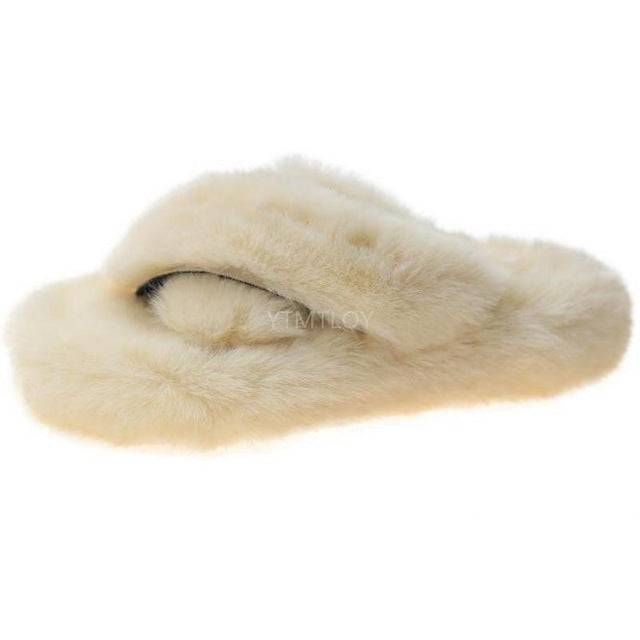 Fluffy Raccoon Fur Slippers Shoes Women Real Fox Fur Flip Flop Flat Furry Fur Slides Outdoor Sandals - TheWellBeing4All