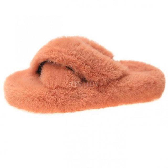 Fluffy Raccoon Fur Slippers Shoes Women Real Fox Fur Flip Flop Flat Furry Fur Slides Outdoor Sandals - TheWellBeing4All