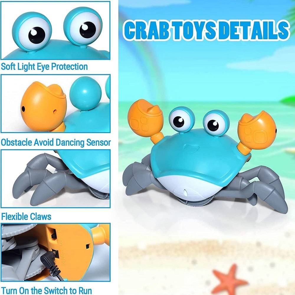 Musical Dancing Baby Crawling Crab Toy - Electric Interactive Toy with LED Lights and Music for Babies