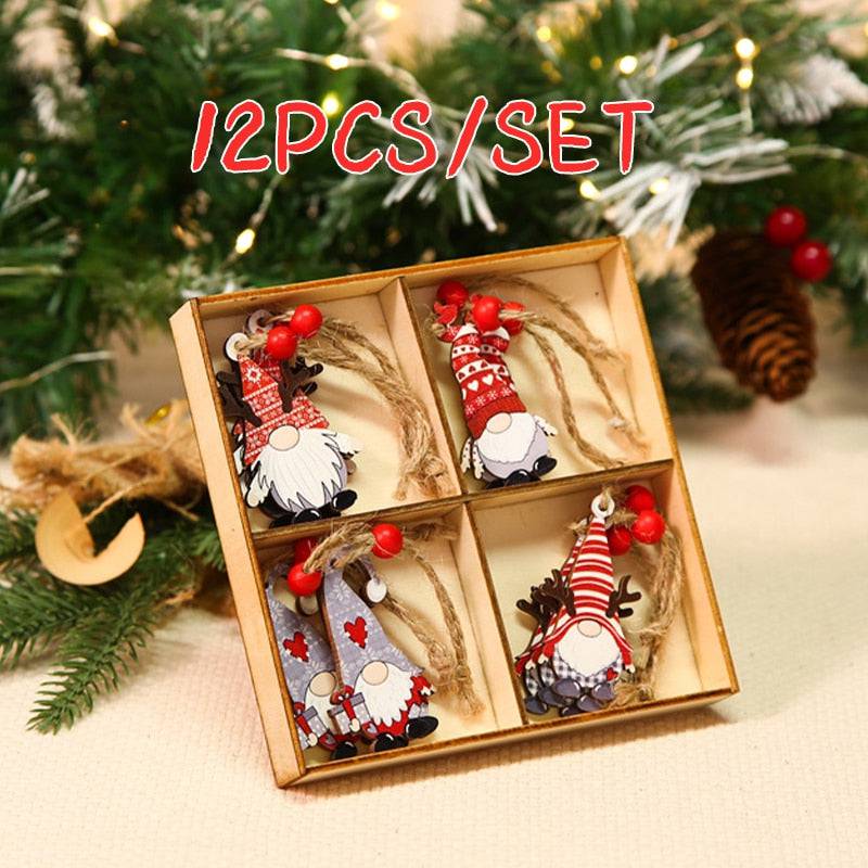 Christmas Gnomes Wooden Pendants Christmas Decorations For Home Xmas Tree Christmas Ornaments Navidad Decor - TheWellBeing4All