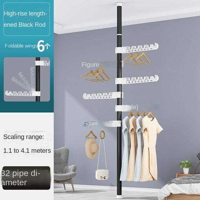 Floor-Standing Clothes Hanger Home Floor Bedroom Punch-Free Telescopic Rod Balcony Window Drying Clothes Rack - TheWellBeing4All