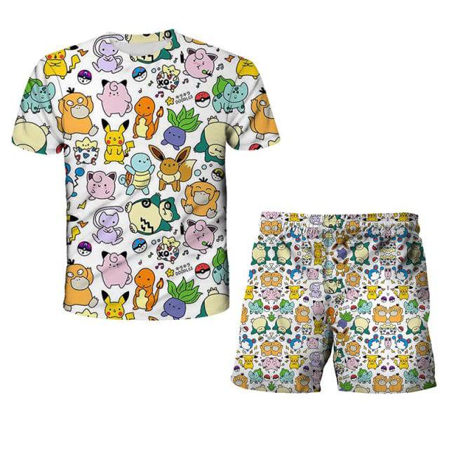 T Shirt Set 3 9-14 Years Old Anime Pokemon - TheWellBeing4All