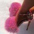 Glitter Heels Designers Women Stiletto Sandal Open Toe Fluff Scrappy Thin High Heels - TheWellBeing4All