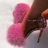 Glitter Heels Designers Women Stiletto Sandal Open Toe Fluff Scrappy Thin High Heels - TheWellBeing4All
