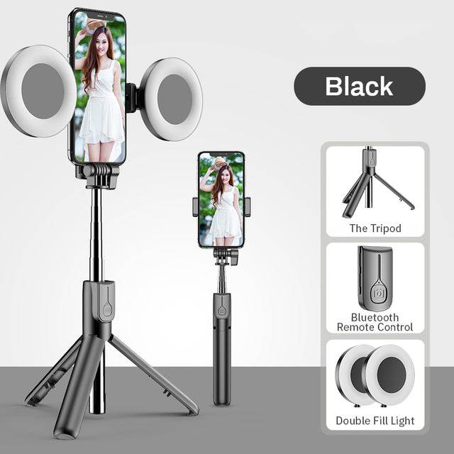 4in1 Wireless Bluetooth-compatible Selfie Stick LED Ring Light Extendable Handheld Monopod Live Tripod - TheWellBeing4All