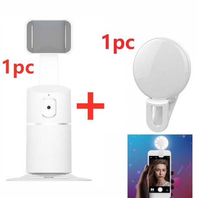 Auto face tracking, Smart Shooting Phone Selfie Stick 360° Object Tracking Holder Face with tripod and Fill light - TheWellBeing4All