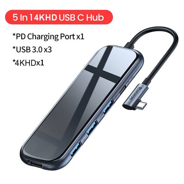 Baseus USB Type C HUB: 5-in-1 and 6-in-1 Configurations with 4KHD, USB 3.0, RJ45, and Type C PD Charging for MacBook Pro Air - TheWellBeing4All