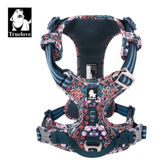 Truelove Pet Harness Floral No Pull Cotton Fabric Breathable and Reflective Soft Cats Dogs Small Medium Walking Running TLH5655 - TheWellBeing4All