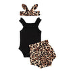 Toddler Baby Girls Clothes Sets Leopard Print Short Sleeve Romper Tops Bow Shorts Headband 3pcs Outfit Set - TheWellBeing4All