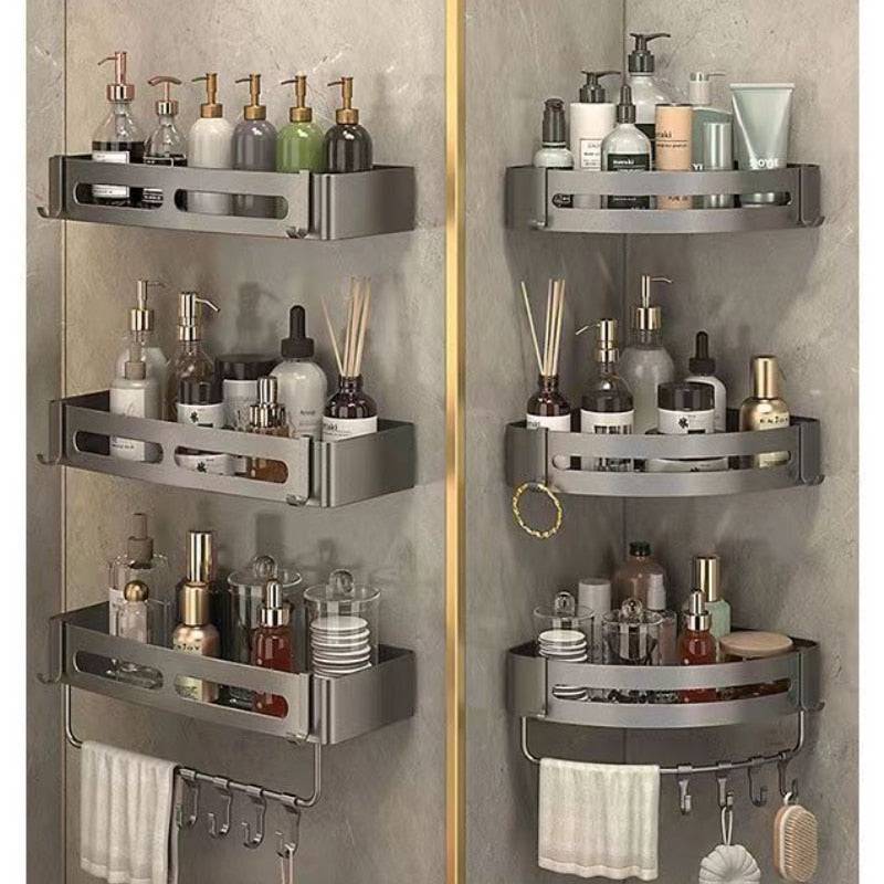 Taupe Bathroom Shelves Corner Shelf Wall Mounted - TheWellBeing4All