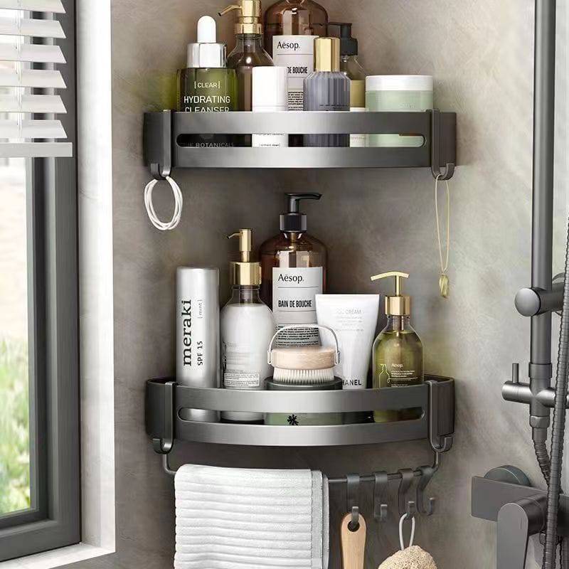 Taupe Bathroom Shelves Corner Shelf Wall Mounted - TheWellBeing4All