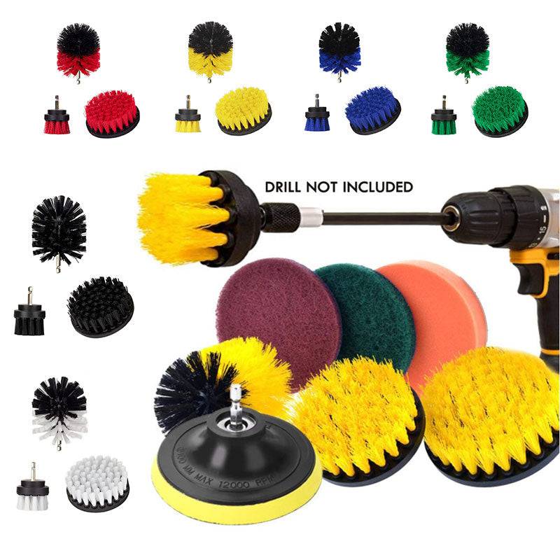 Electric Drill Cleaning Brush Head Kit All Purpose Power Kitchen Scrubber Bathroom Tub Carpet Glass Car Tires Round Nylon Brush - TheWellBeing4All