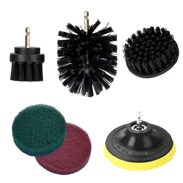 Electric Drill Cleaning Brush Head Kit All Purpose Power Kitchen Scrubber Bathroom Tub Carpet Glass Car Tires Round Nylon Brush - TheWellBeing4All