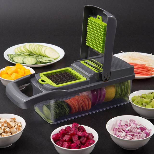 Multifunctional Vegetable Cutter Fruit Slicer Grater Cutter Peeler Potato Slicer Drain Basket Mandoline Tool - TheWellBeing4All