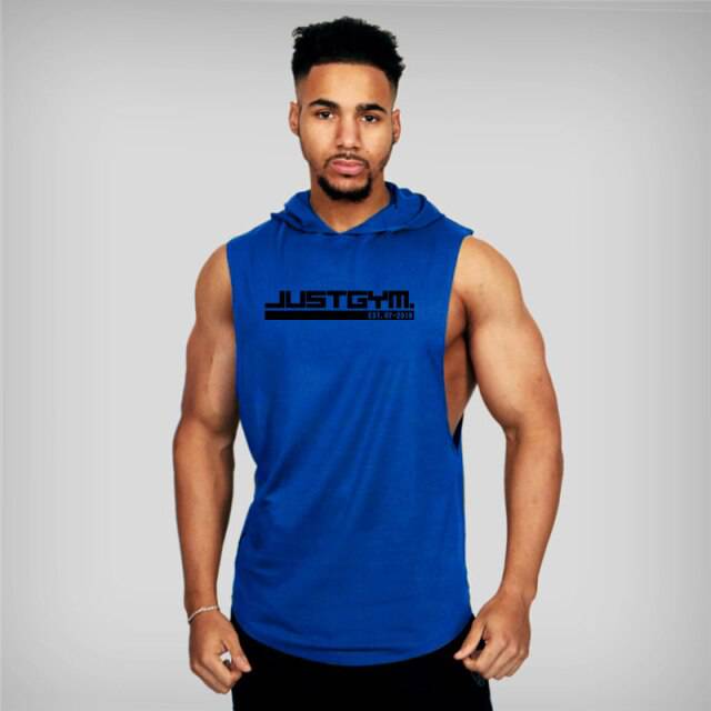 Bodybuilding Hooded Sleeveless Shirt Fitness Tank Top Muscle Vest Cotton Gym Tank - TheWellBeing4All