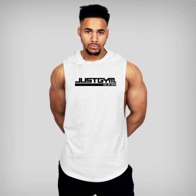 Bodybuilding Hooded Sleeveless Shirt Fitness Tank Top Muscle Vest Cotton Gym Tank - TheWellBeing4All